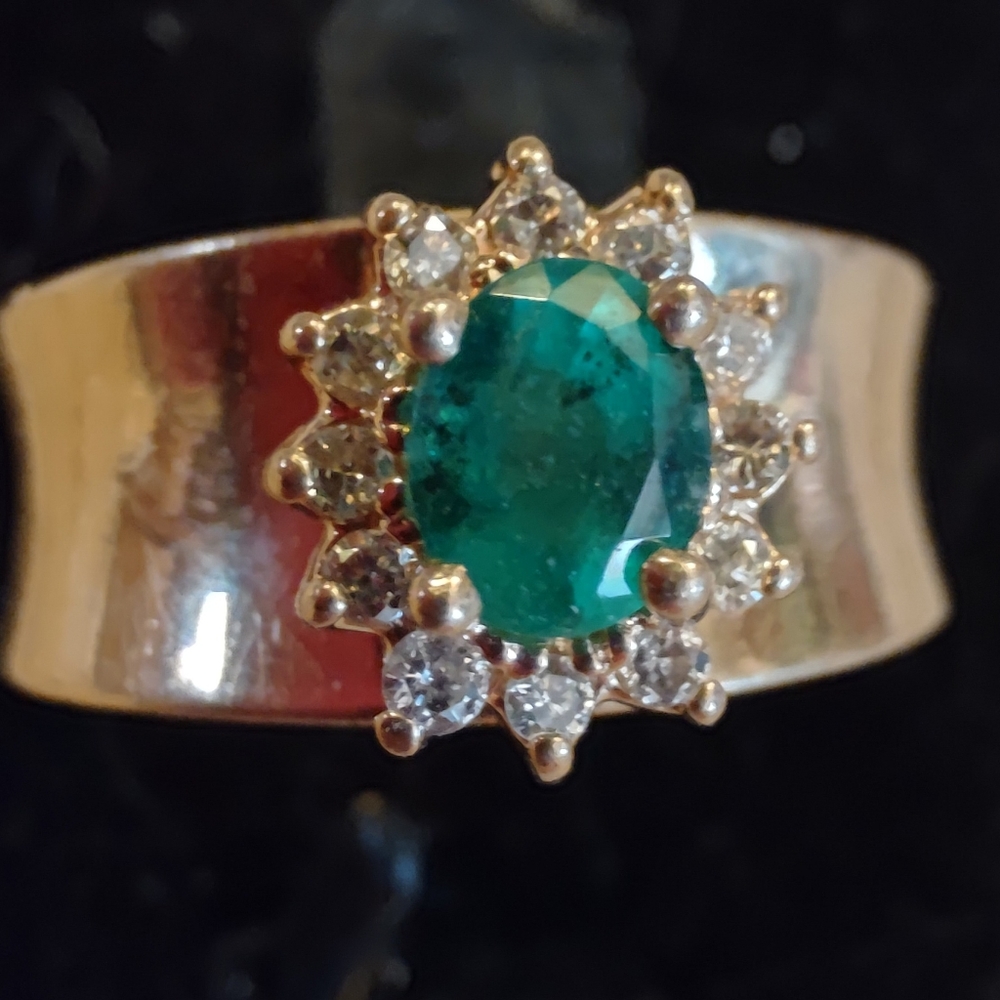 14k Emerald and Diamond ring